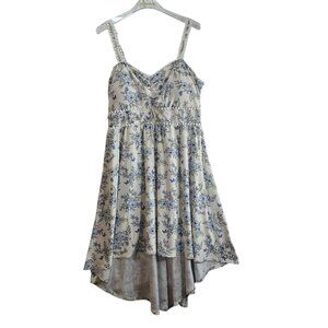 No Boundaries Juniors HighLow Dress White Floral Fitted Relaxed Pullover XL15-17